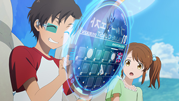 画像：アニメ「タイチとレイナ 2050年の夏 ～気象予測の未来～」のひとコマ